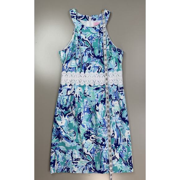 Lilly Pulitzer Ashlyn Shift Dress 00 Turquoise Blue Elephant Appeal Tropical - Picture 7 of 16